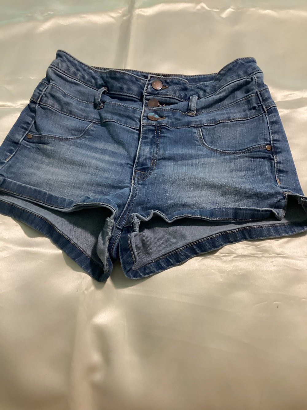 Refuge button up denim shorts